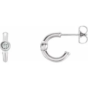 14K White 1/5 CTW Diamond Hoop Earrings