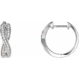 14K White 1/5 CTW Diamond Infinity-Inspired Hoop Earrings