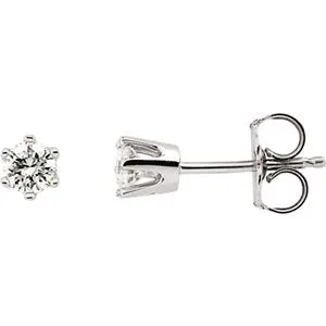 14K White 1/8 CT Diamond Friction Post Stud Earrings