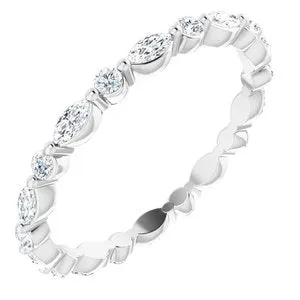 14K White 3/4 CTW Diamond Eternity Band Size 8
