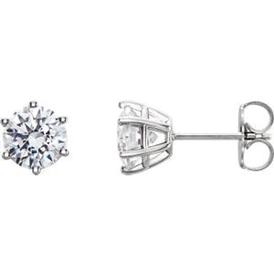 14K White 4 mm I1 1/2 CTW Diamond 6-Prong Wire Basket Earrings