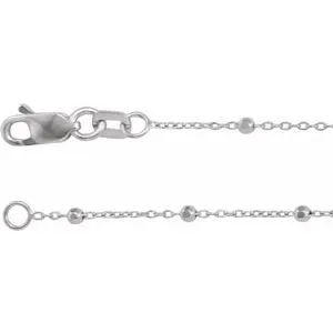 14K White .85 mm Faceted Beaded Cable 20" Chain