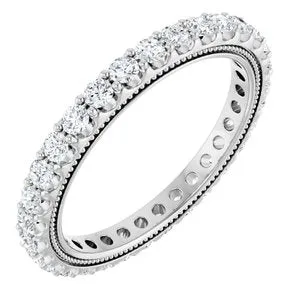 14K White 9/10 CTW Natural Diamond Eternity Band Size 7