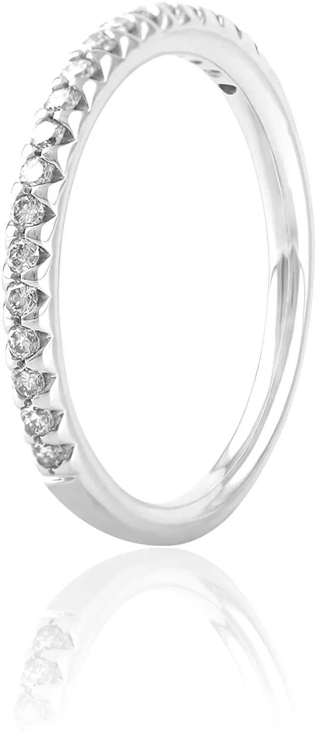 14k White Gold 1/10 Cttw Diamond Half Eternity Ring (0.10 Cttw, I-J Color, I2-I3 Clarity) Wedding Band Ring Stackable Ring