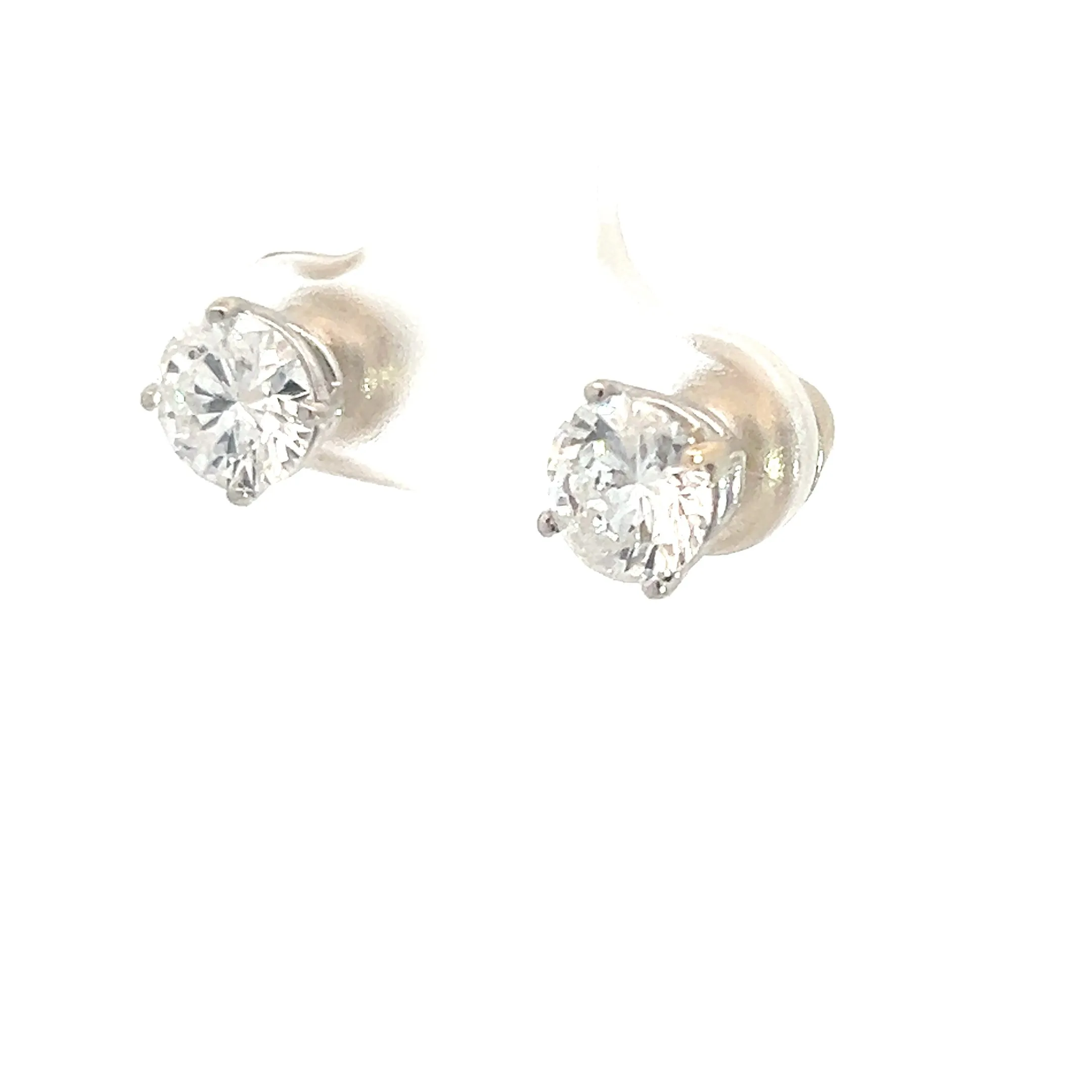 14k White Gold 2.12ct F I1 Round Diamond Fracture Filled Diamond Stud Earrings