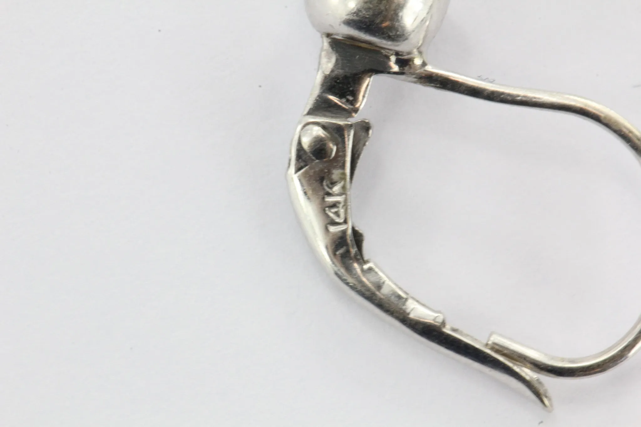 14k White Gold .70 ctw H Si2 Diamond Leverback Drop Earrings