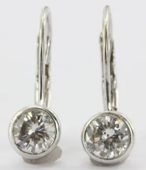 14k White Gold .70 ctw H Si2 Diamond Leverback Drop Earrings