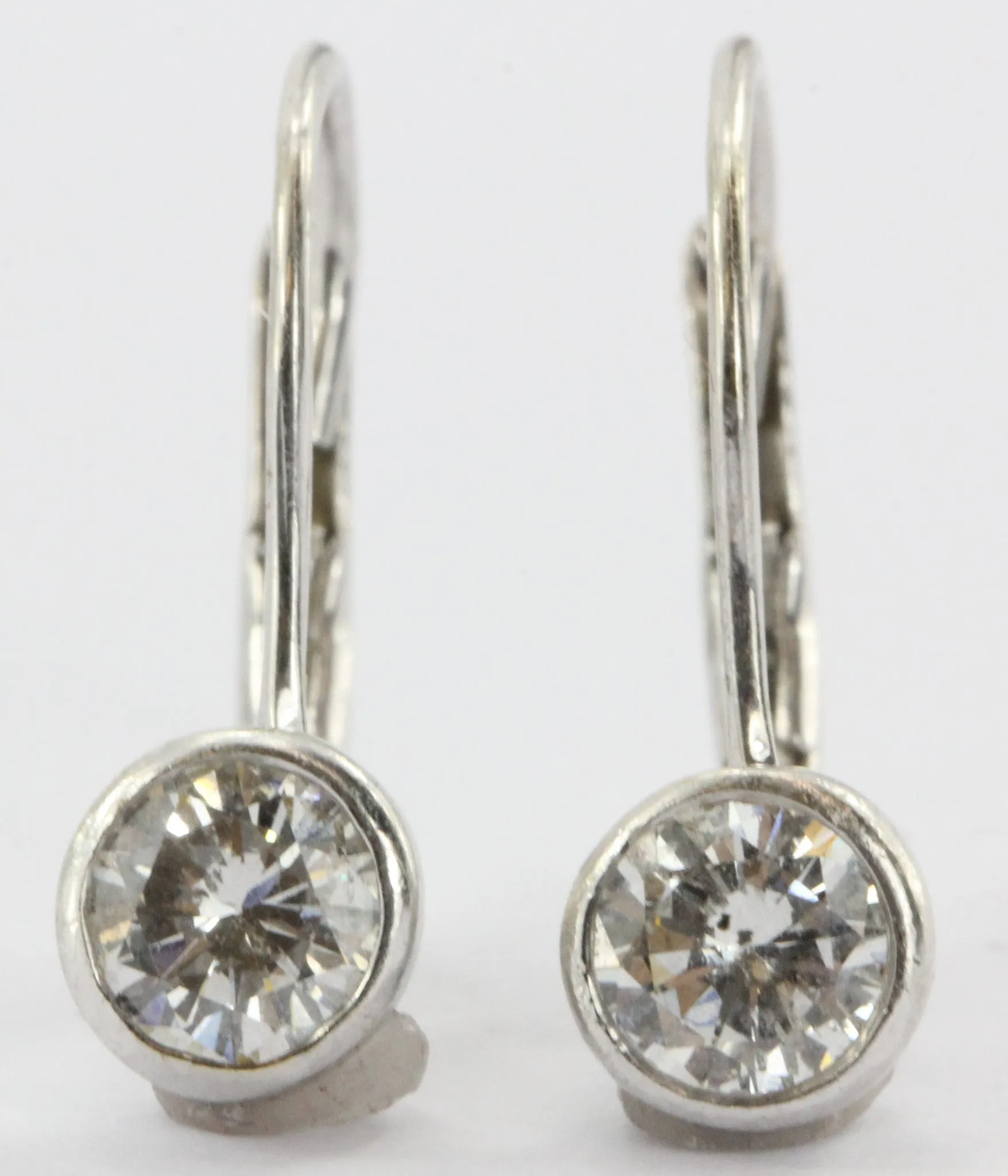 14k White Gold .70 ctw H Si2 Diamond Leverback Drop Earrings