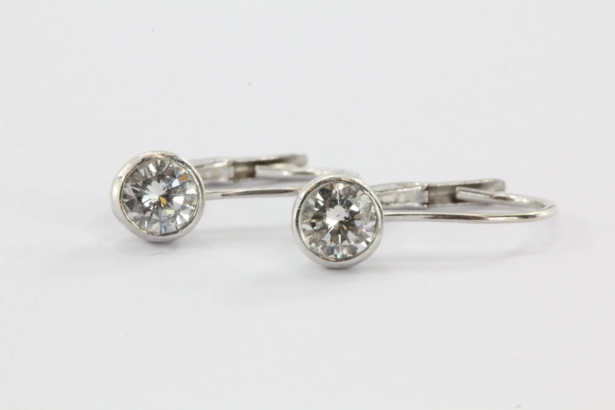 14k White Gold .70 ctw H Si2 Diamond Leverback Drop Earrings