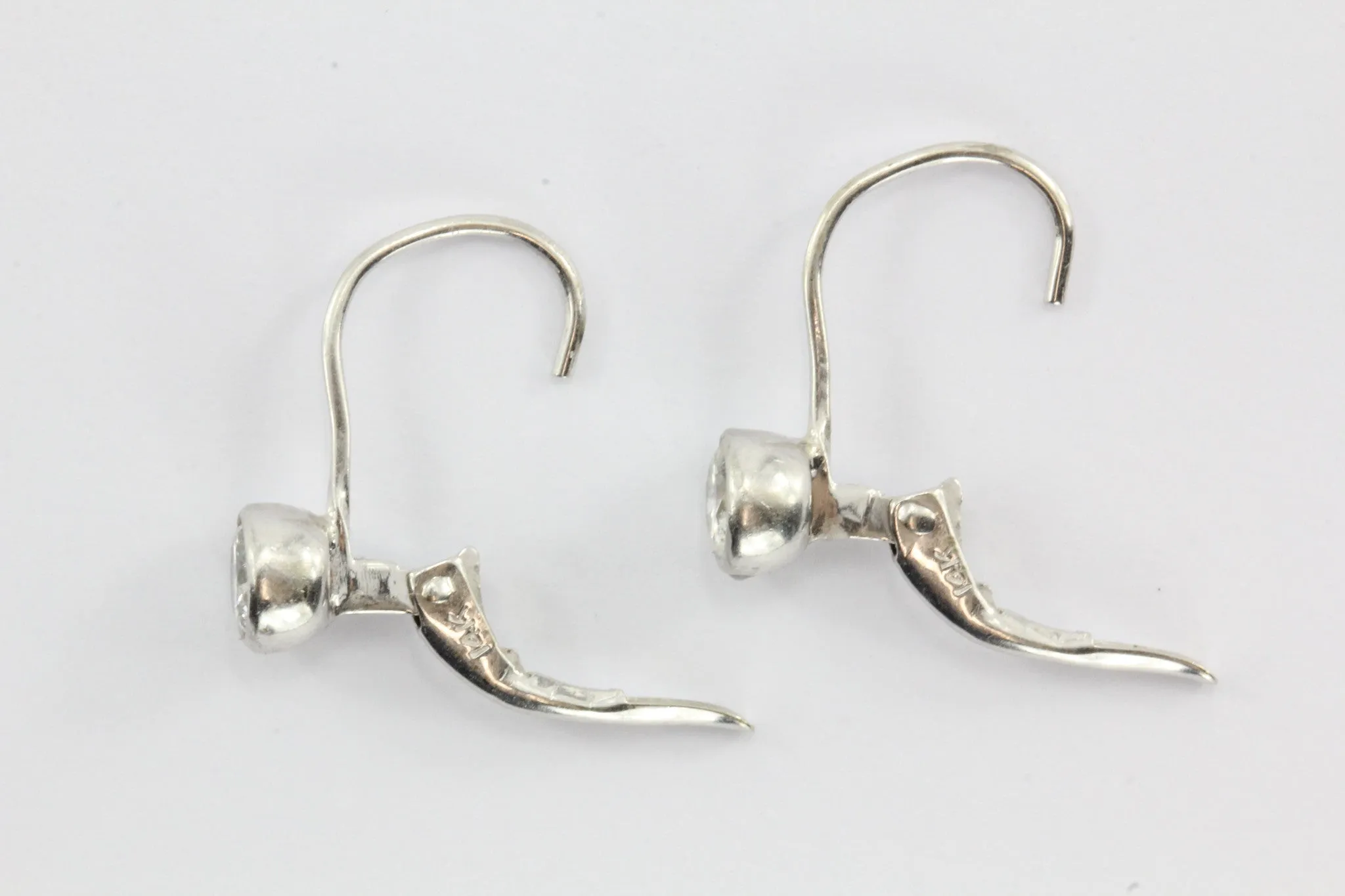14k White Gold .70 ctw H Si2 Diamond Leverback Drop Earrings