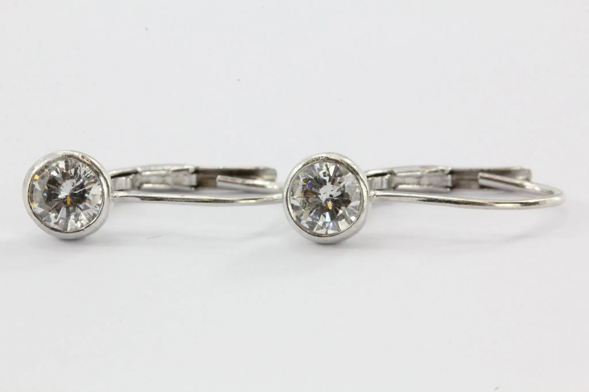 14k White Gold .70 ctw H Si2 Diamond Leverback Drop Earrings