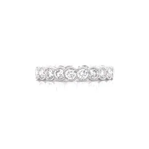 14K White Gold Diamond Bezel Milgrain Eternity Band