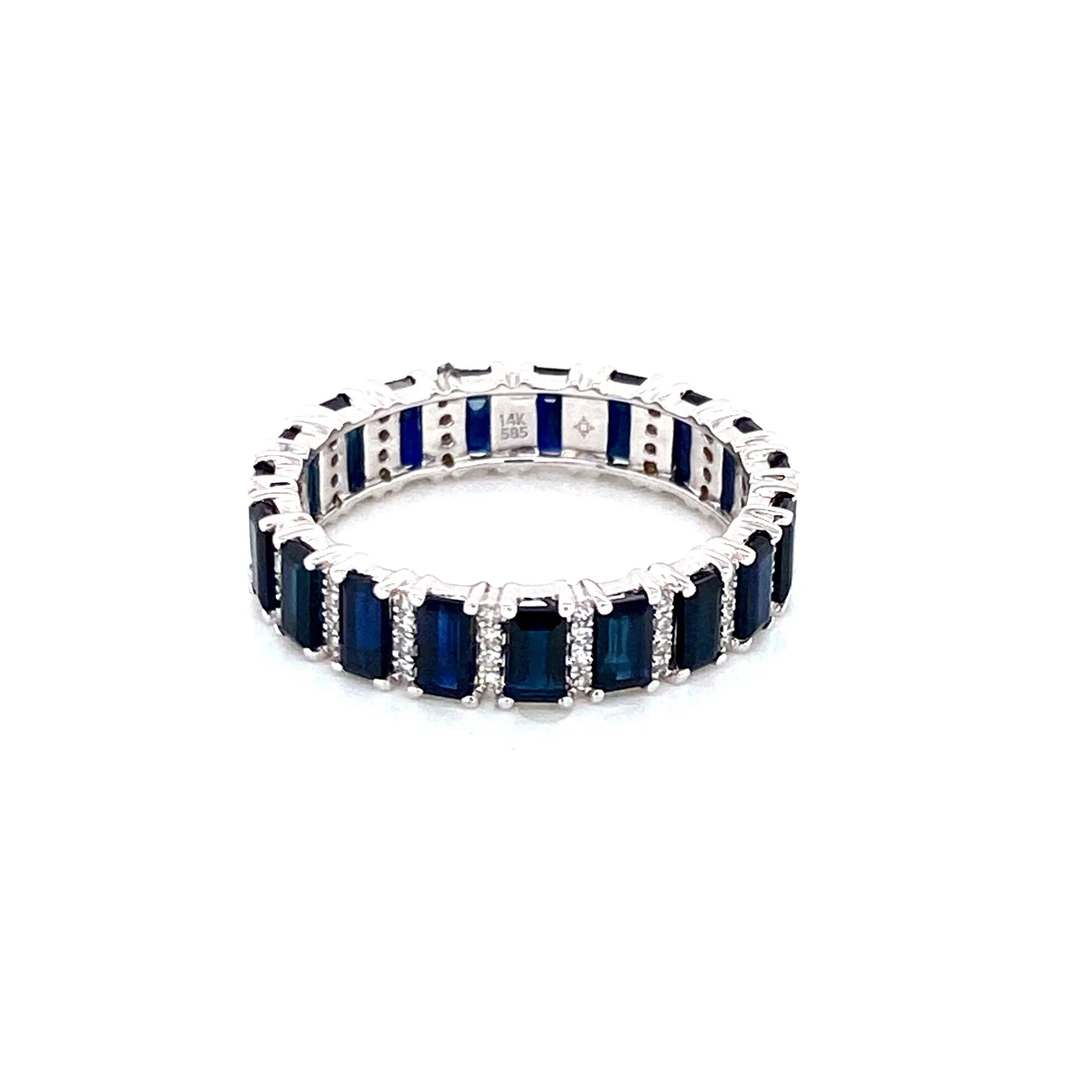 14K White Gold Diamond   Blue Sapphire Eternity Ring