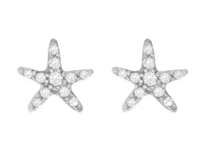 14k White Gold Diamond Starfish Earrings