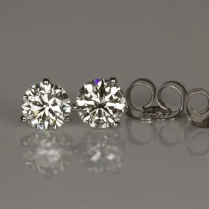 14K White Gold Diamond Stud Earrings .80 Carat