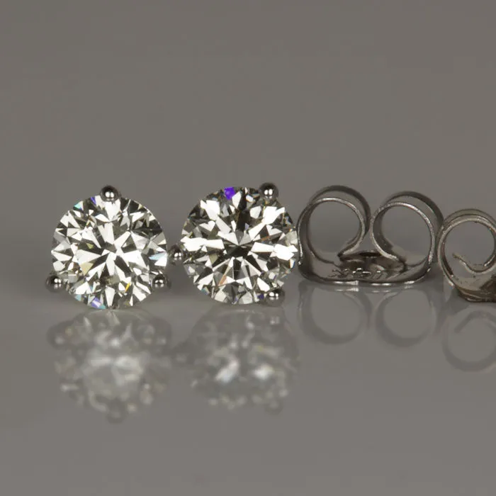 14K White Gold Diamond Stud Earrings .80 Carat