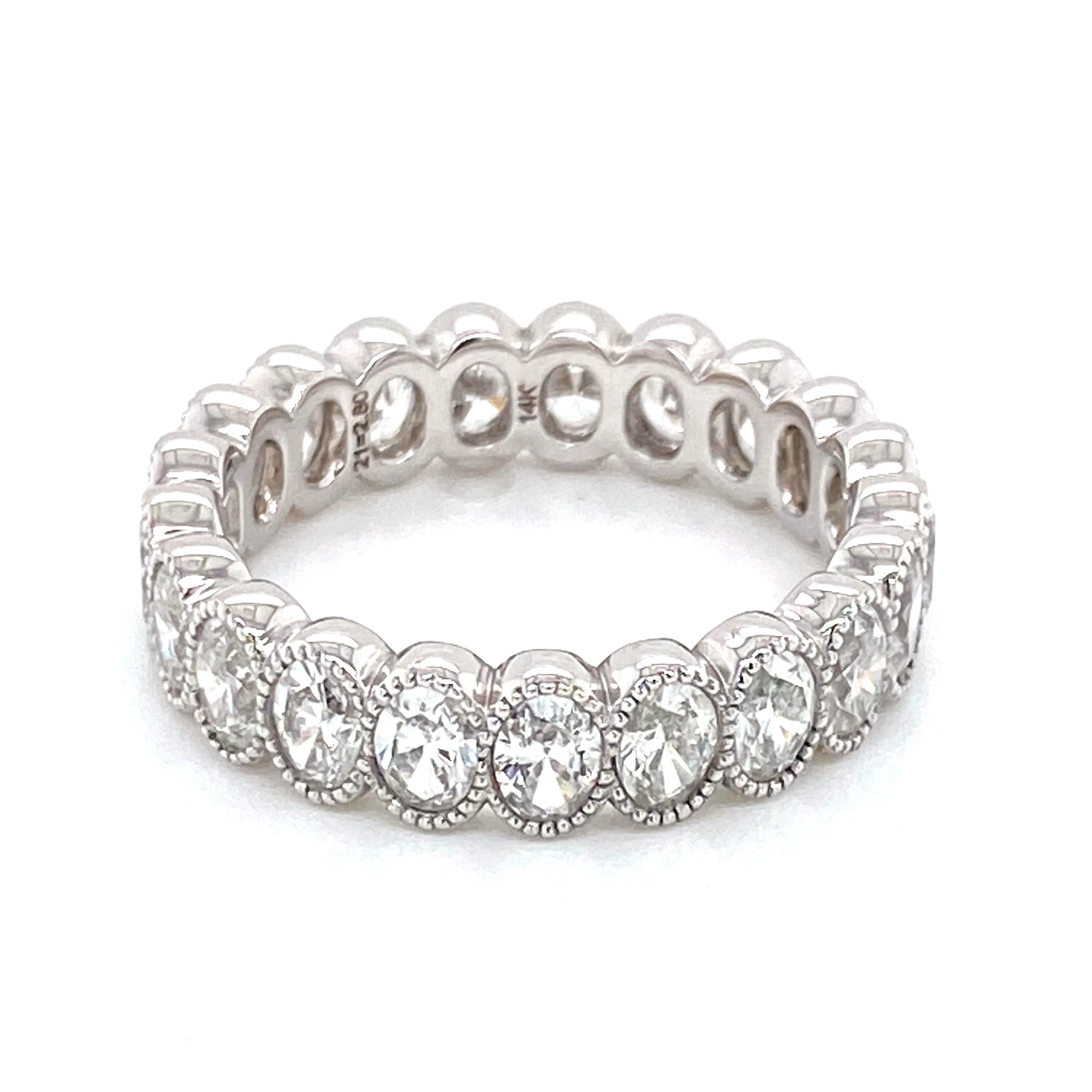 14K White Gold Oval Diamond Milgrain Eternity Band