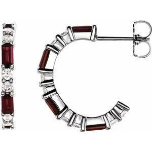 14K White Mozambique Garnet & 1/2 CTW Diamond Earrings