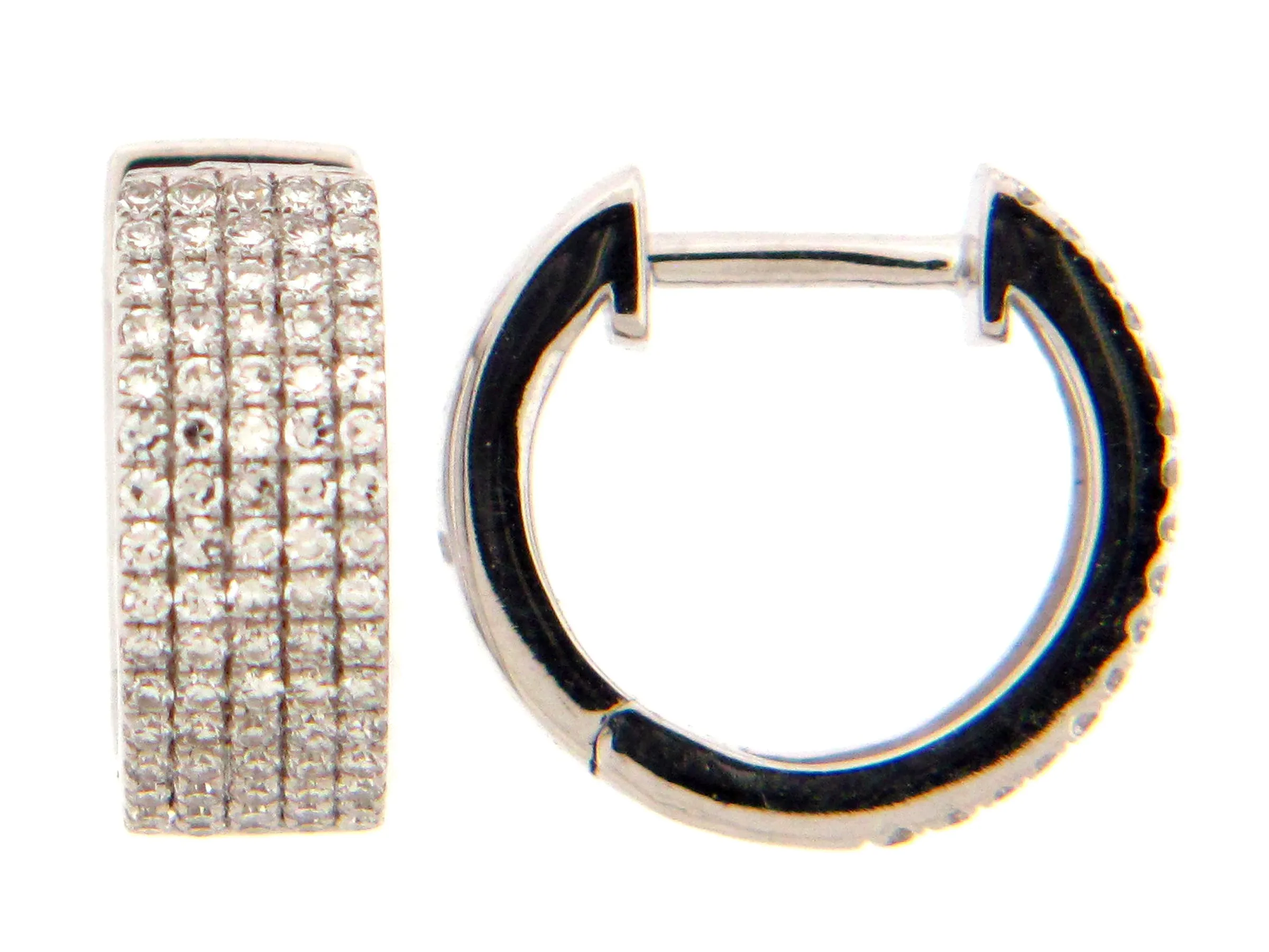 14K White Natural Diamond Huggie Earrings