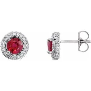 14K White Ruby & 1/3 CTW Diamond Earrings