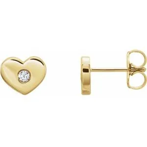 14K Yellow .06 CTW Diamond Heart Earrings
