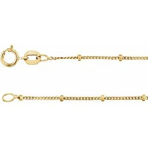 14K Yellow 1 mm Beaded Curb 20" Chain