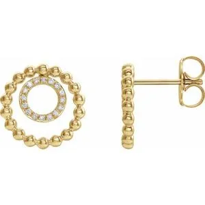 14K Yellow  1/10 CTW Diamond Beaded Circle Earrings