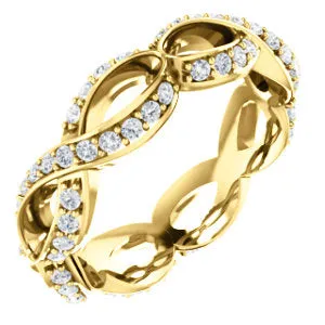 14K Yellow 1/2 CTW Diamond Sculptural-Inspired Eternity Band Size 4