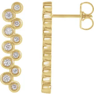 14K Yellow 1/3 CTW Diamond Bezel-Set Bar Earrings