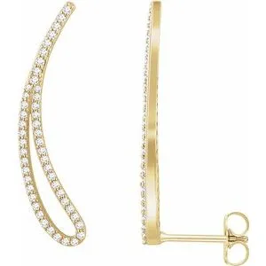 14K Yellow 1/4 CTW Diamond Ear Climbers