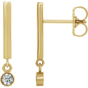 14K Yellow 1/8 CTW Diamond Dangle Earrings