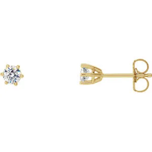 14K Yellow 3.2 mm SI2-SI3 1/4 CTW Diamond 6-Prong Wire Basket Earrings