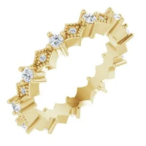 14K Yellow 3/8 CTW Natural Diamond Milgrain Eternity Band Size 5