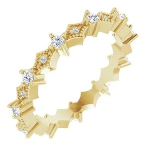 14K Yellow 3/8 CTW Natural Diamond Milgrain Eternity Band Size 8