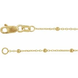 14K Yellow .85 mm Faceted Beaded Cable 24" Chain