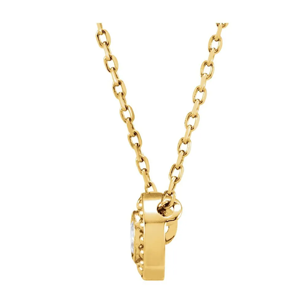 14k Yellow Gold 1/10 CTW Diamond Beaded Slide Necklace