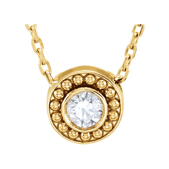 14k Yellow Gold 1/10 CTW Diamond Beaded Slide Necklace