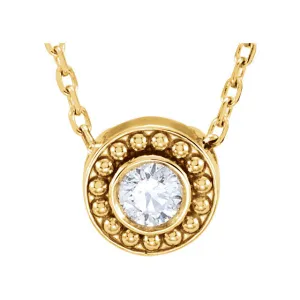 14k Yellow Gold 1/10 CTW Diamond Beaded Slide Necklace