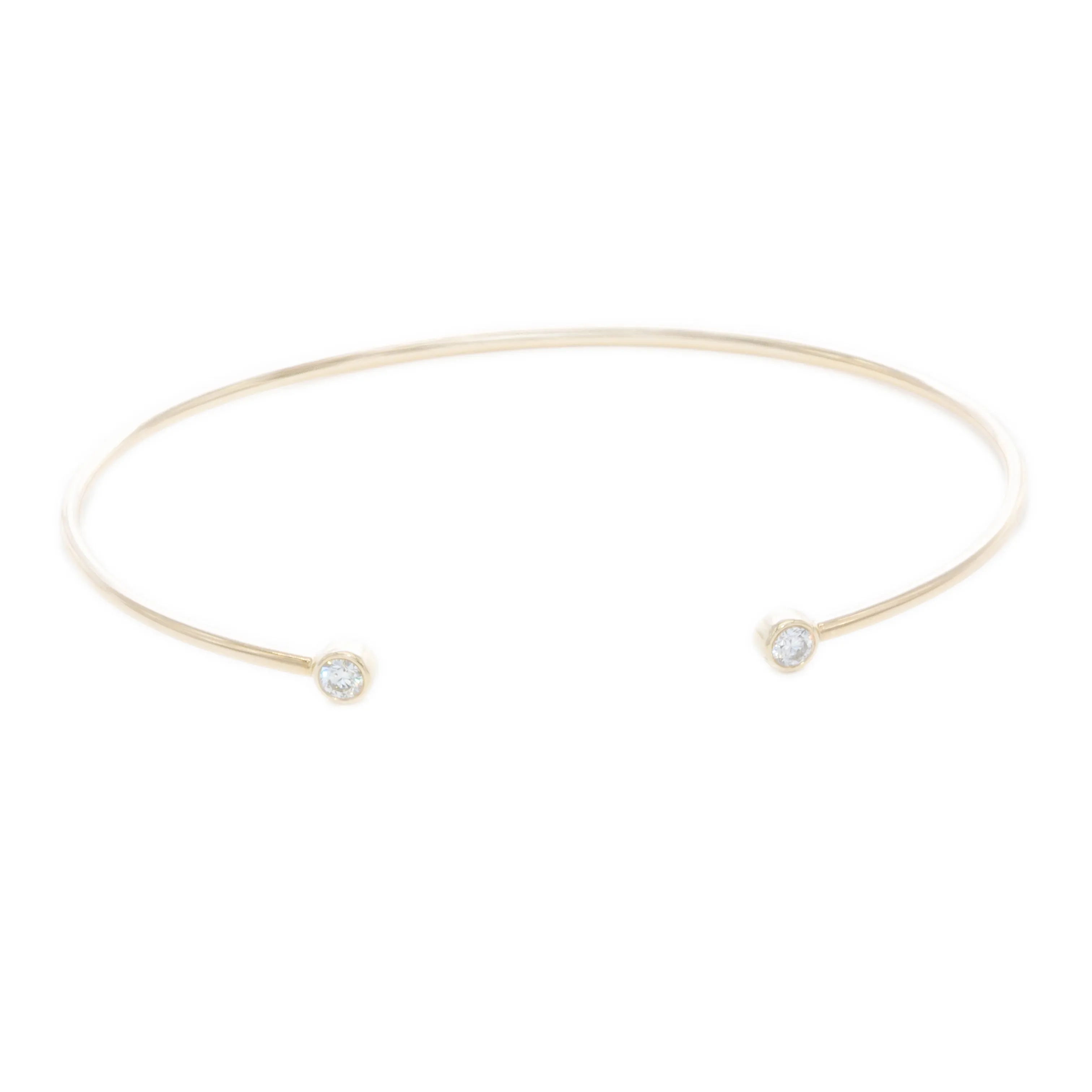 14k Yellow Gold Diamond Cuff Bangle