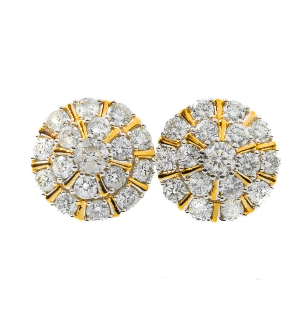 14k Yellow Gold Diamond Stud Earrings 1.40ctw