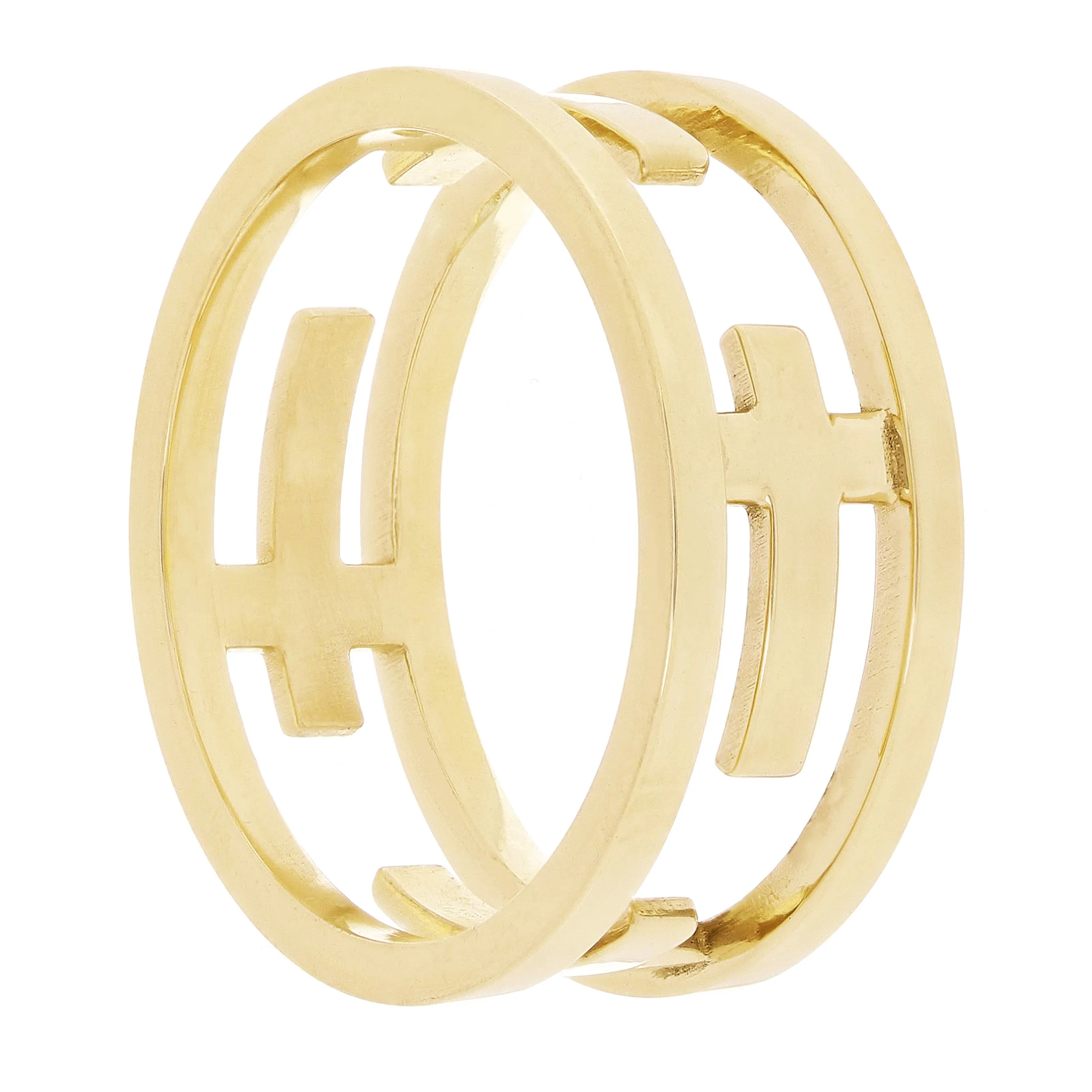 14k Yellow Gold Eternity Sideways Cross Ring Size 8 - 8.3mm 4.9 grams