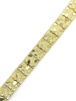14k Yellow Gold Nugget Bracelet Adjustable 8.25-8.75" 12mm 33 grams