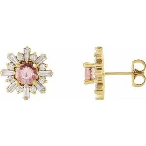 14K Yellow Morganite & 3/4 CTW Diamond Earrings