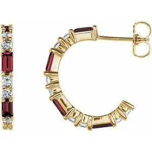 14K Yellow Mozambique Garnet & 1/2 CTW Diamond Earrings