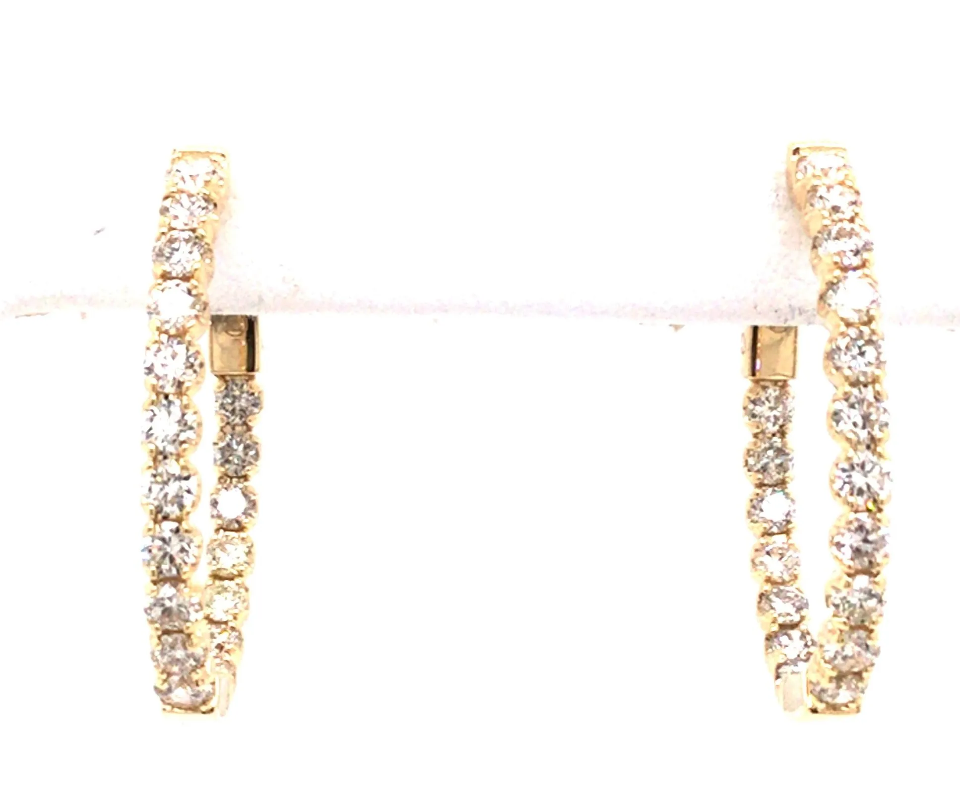 14K Yellow Natural Diamond Hoop Earrings