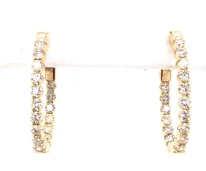 14K Yellow Natural Diamond Hoop Earrings