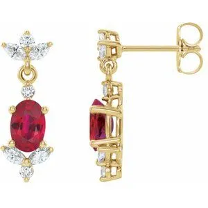 14K Yellow Ruby & 3/8 CTW Diamond Earrings