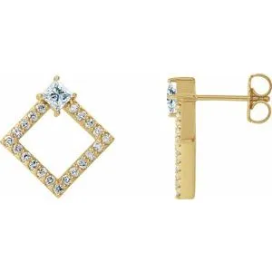 14K Yellow Sapphire & 1/3 CTW Diamond Earrings