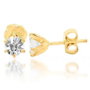 14K Yellow Solid Gold Clarity Enhanced Diamond Stud Earrings 0.70 Ctw