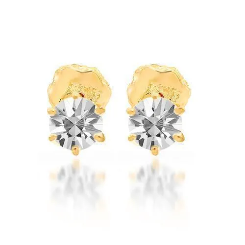 14K Yellow Solid Gold Clarity Enhanced Diamond Stud Earrings 0.70 Ctw